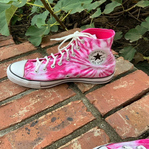 Converse Chuck Taylor All Star Twisted Summer Pink Tye Dye High Top Sneakers. - Picture 3 of 12